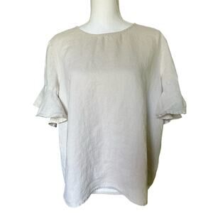 For Cynthia 100%‎ Linen blouse with Ruffle Bell Sleeves - sz XL EUC